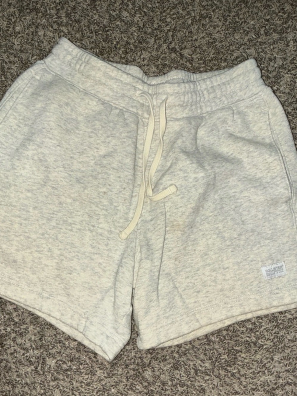 Men's XS Hollister Light Heather Gray Fleece Drawstring Shorts